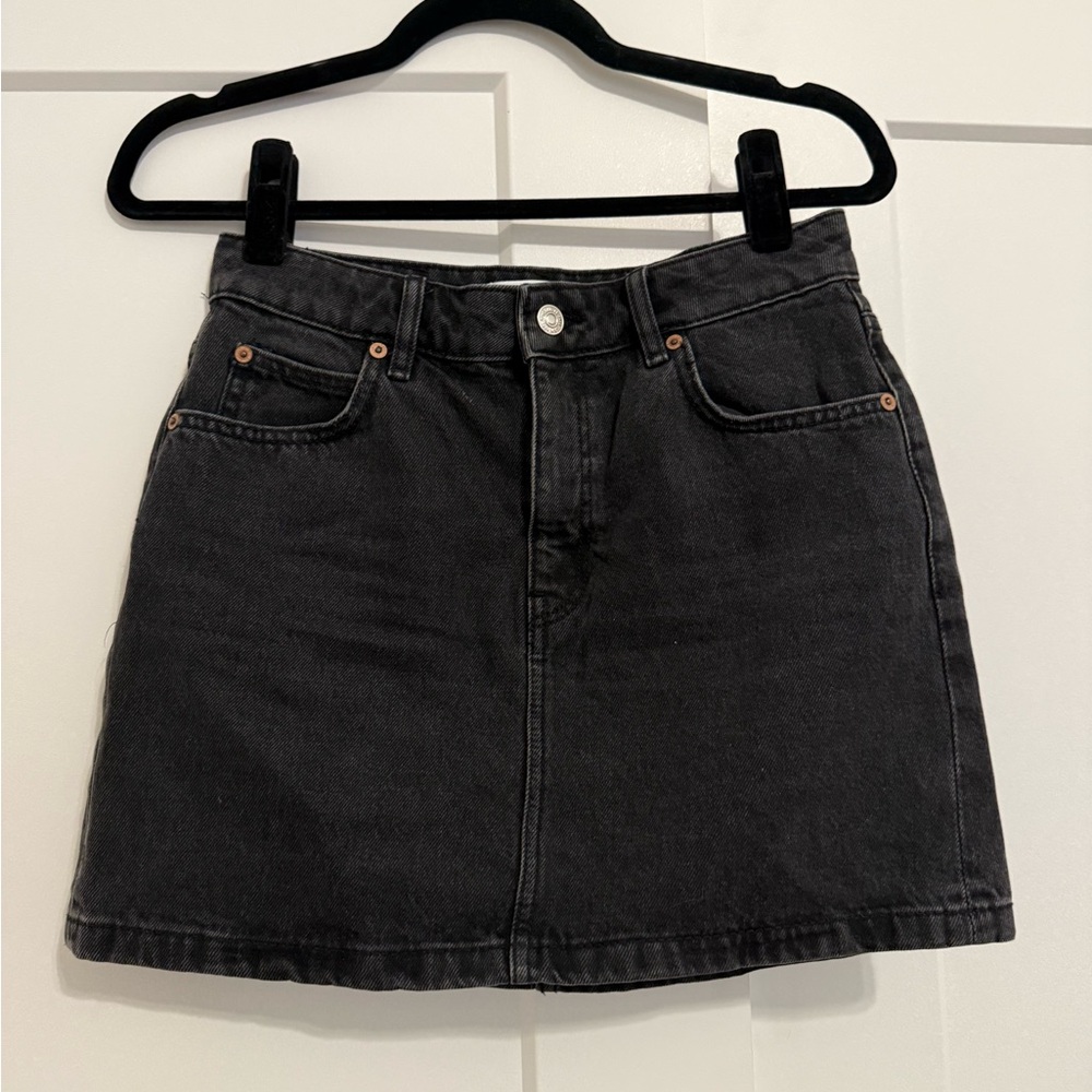 Mango Black Denim Skirt